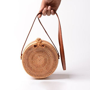 Vintage Handmade Rattan Woven Shoulder Bag